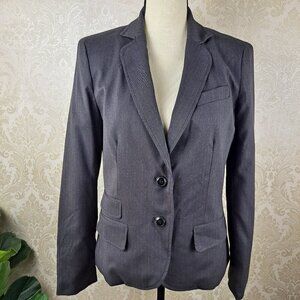 QMack Size 10 Charcoal Pinstripe 2 Button Blazer Long Sleeve Notched Lapels NWT